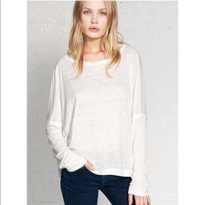 Rag and Bone white linen top, long sleeve, white, size Medium